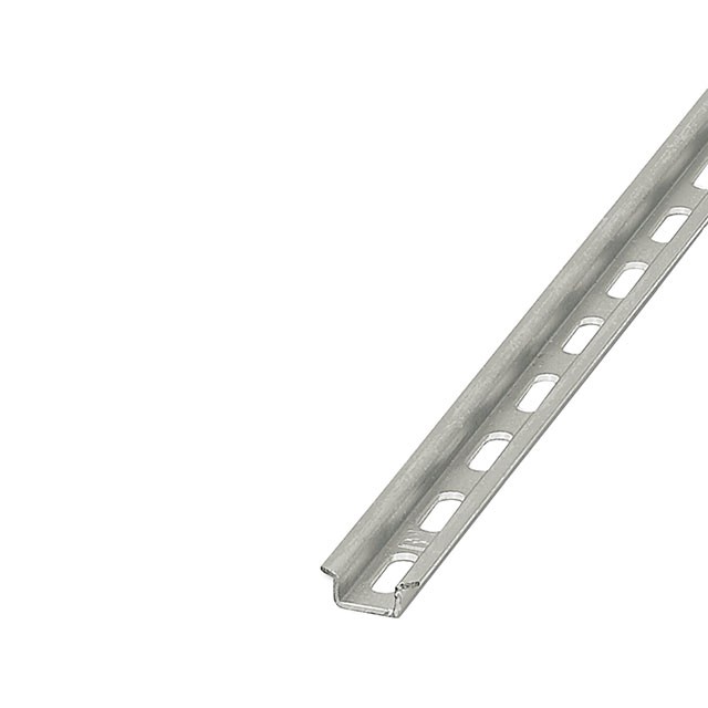 Phoenix Contact 1207644 — Din Rail Top Hat 0.591" W x 0.217" H (15.00mm x 5.50mm) Slotted Steel 9.843" (250.00mm)