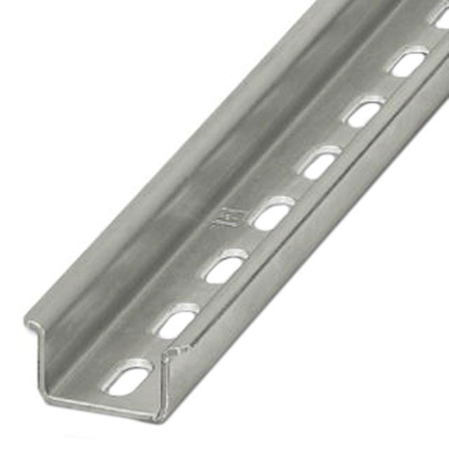 Phoenix Contact 1207658 — Din Rail Top Hat 1.378" W x 0.591" H (35.00mm x 15.00mm) Slotted Steel 39.370" (1000.00mm)