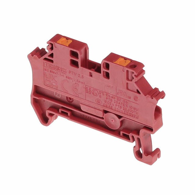 Phoenix Contact 1291478 — Terminal Block Connector 2 Position Feed Through Red 12-26 AWG
