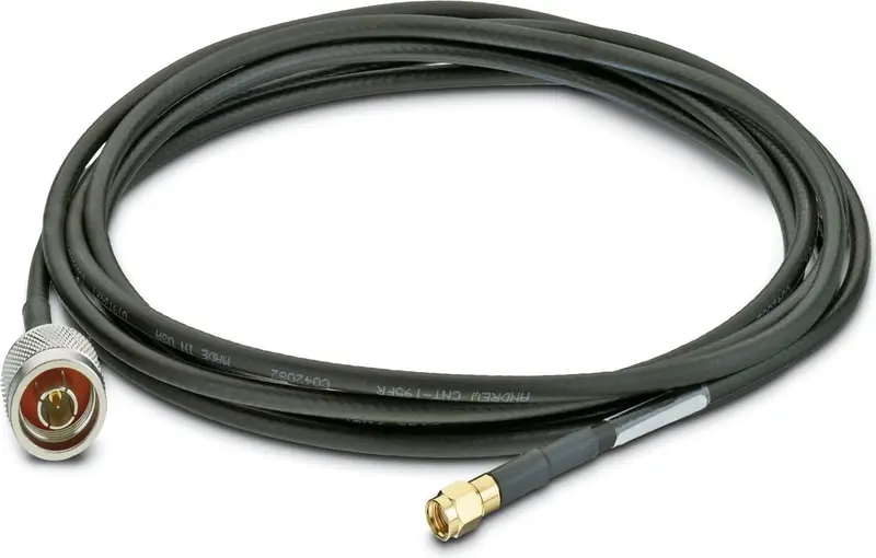 Phoenix Contact 2702140 RAD-PIG-RSMA/N-5 - Antenna cable, outside diameter: 5 mm (0.2 in.), inner conductor: solid, attenuation: 2.0 / 3.3 / 4.8 dB at 0.9 / 2.4 / 5.8 GHz, connection: N (male) -> RSMA