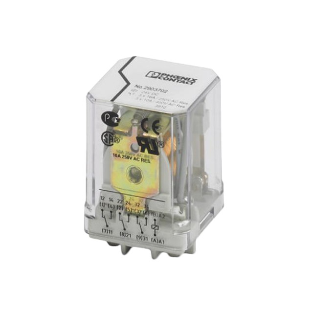Phoenix Contact 2903702 — General Purpose Relay 3PDT (3 Form C) 24VDC Coil Socketable