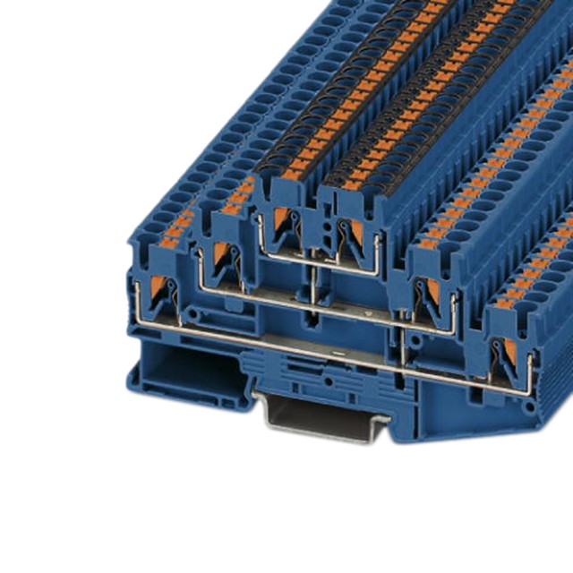Phoenix Contact 3000716 — Terminal Block Connector 6 Position Feed Through Blue 12-26 AWG