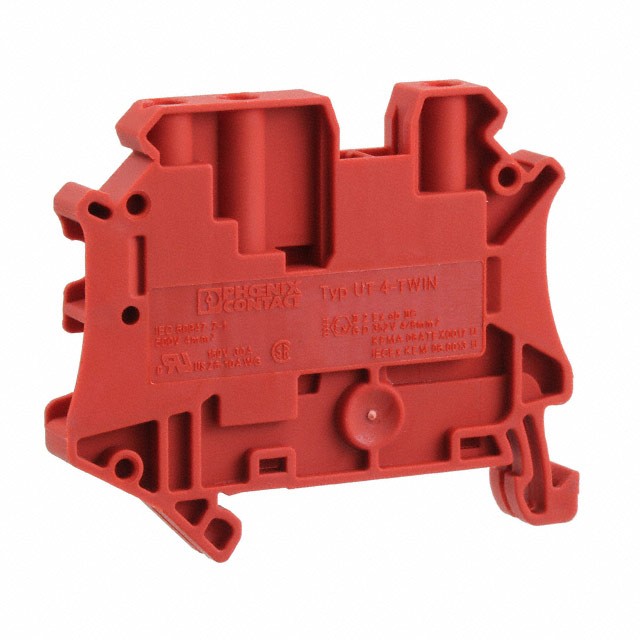 Phoenix Contact 3044365 — Terminal Block Connector 3 Position Feed Through Red 10-26 AWG