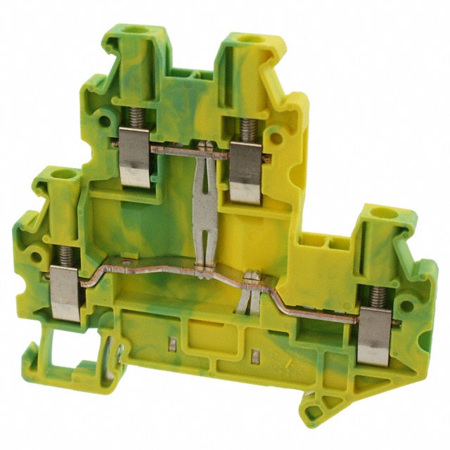 Phoenix Contact 3044665 — Terminal Block Connector 4 Position Ground, Earth Green, Yellow 12-26 AWG