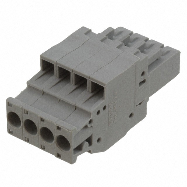 Phoenix Contact 3045428 — 4 Position Terminal Block Plug, Female Sockets 0.205" (5.20mm) 90° Free Hanging (In-Line)