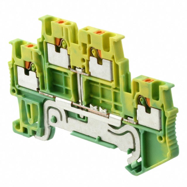 Phoenix Contact 3208537 — Terminal Block Connector 4 Position Ground, Earth Green, Yellow 14-26 AWG