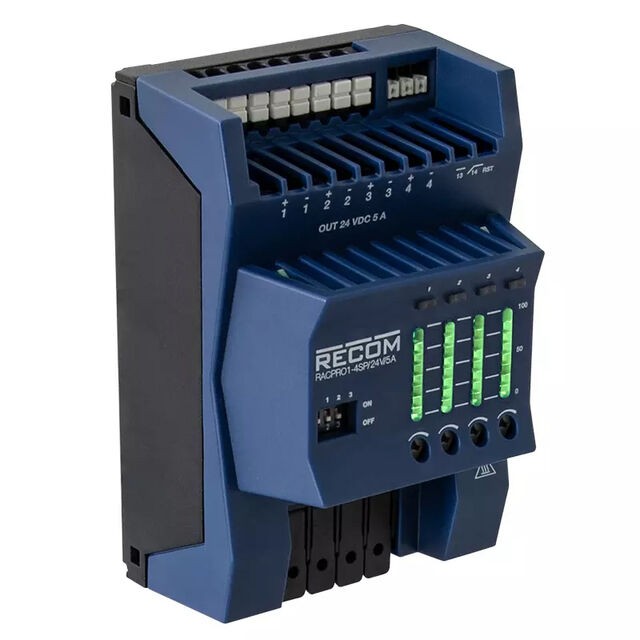 RECOM RACPRO1-4SP/24V/5A — DC DIN Rail Power Supply 1 Output 24V 5A