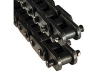 Rexnord X458B X-series drop forged chain with 4.031" pitch, 2.187" overall width, and 0.625" pin diameter. Steel construction for heavy-duty conveying