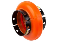 Rexnord Omega 7300065 E100 close-coupled elastomeric coupling element. High-misalignment urethane (orange) element delivers 85,050 lb-in continuous to