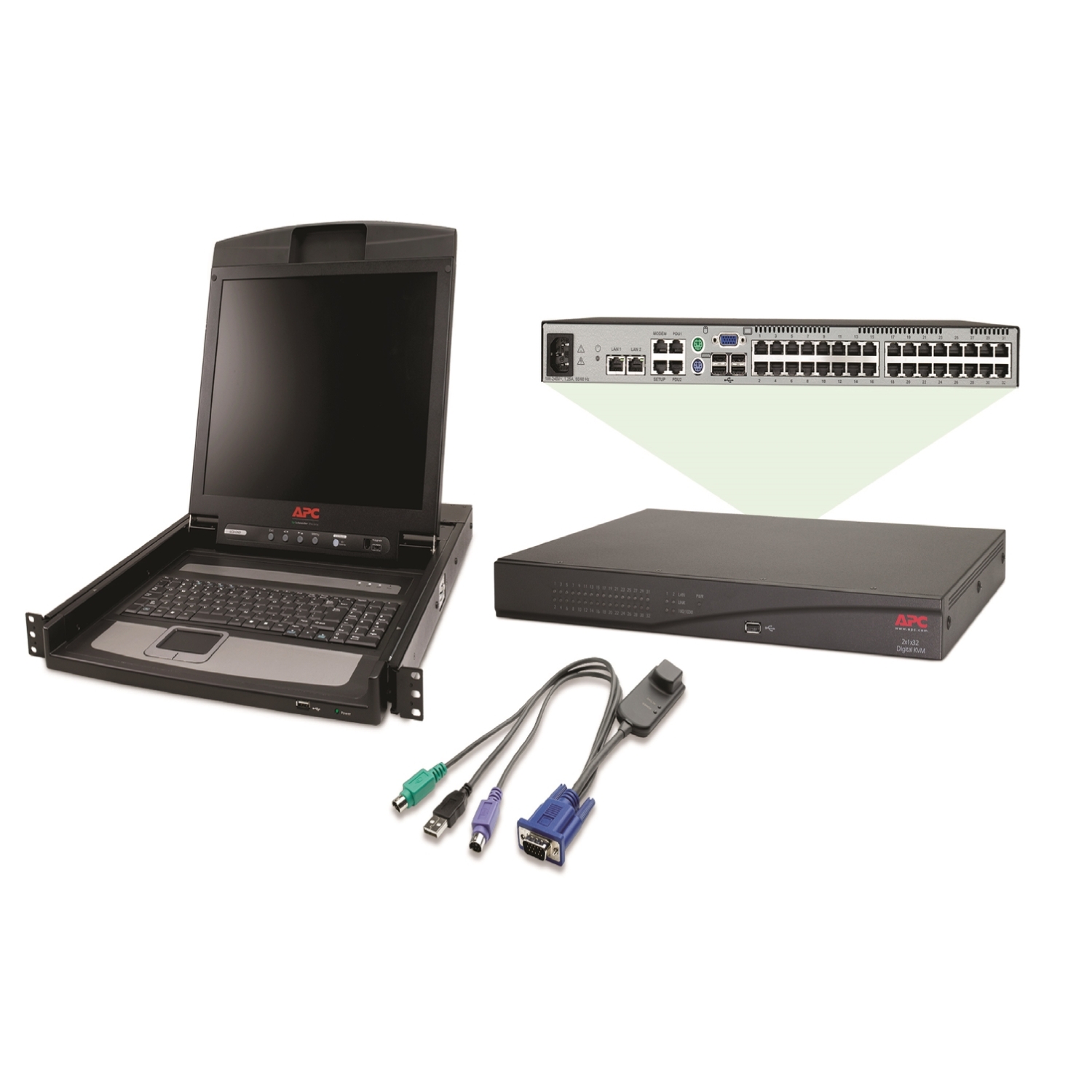 AP5607 - APC 2x1x32 Digital KVM with APC 17" Rack LCD and PS/2 VM Server Module Bundle