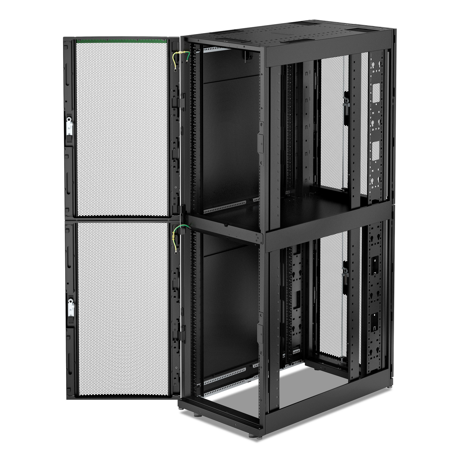 AR3200B2 - APC NetShelter SX Colocation Enclosure, 2 x 20U, 600W x 1070D mm, w/ Sides, Black [TAA]