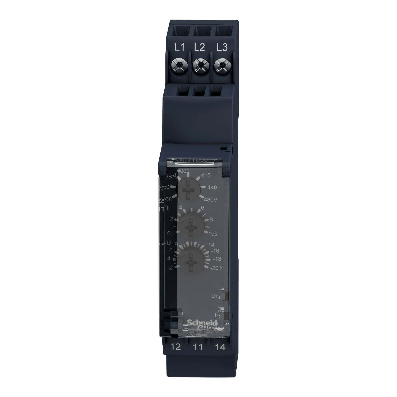 RM17TU00 - 3-phase control relay, Harmony Control Relays, 5A, 1CO, undervoltage detection, 208...480V AC