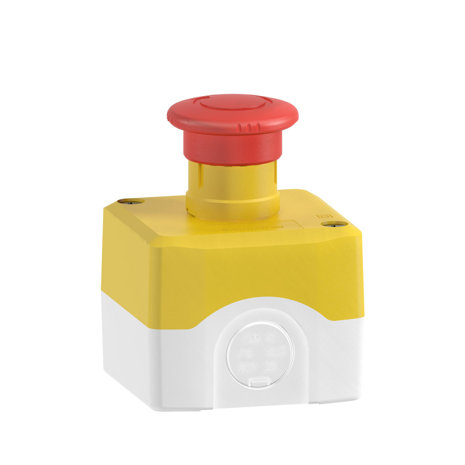 XALK178 - Complete control station, Harmony XALK, XALD, plastic, yellow lid, 1 red mushroom push button 40mm, turn to release, 1NC