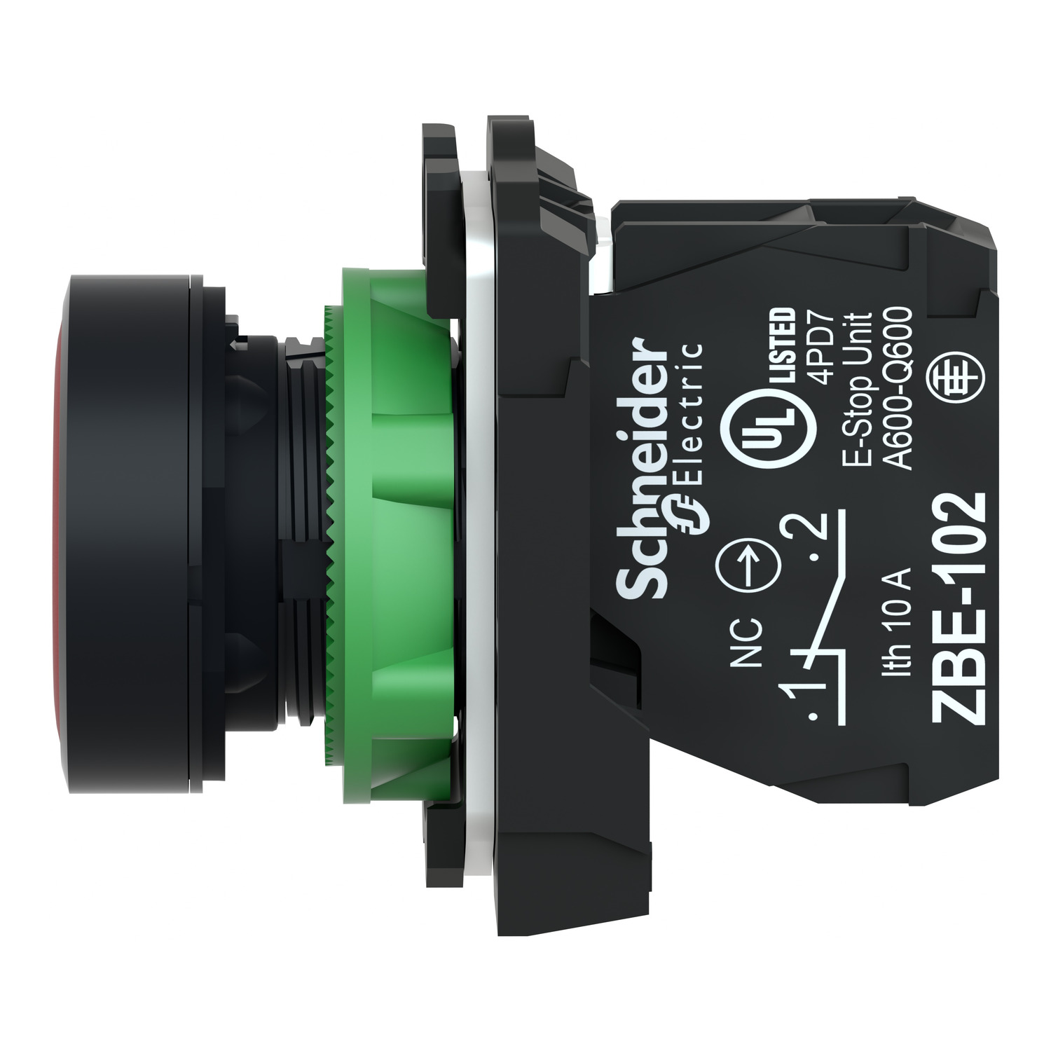 XB5AA42 - Push button, Harmony XB5, plastic, flush, red, 22mm, spring return, unmarked, 1NC