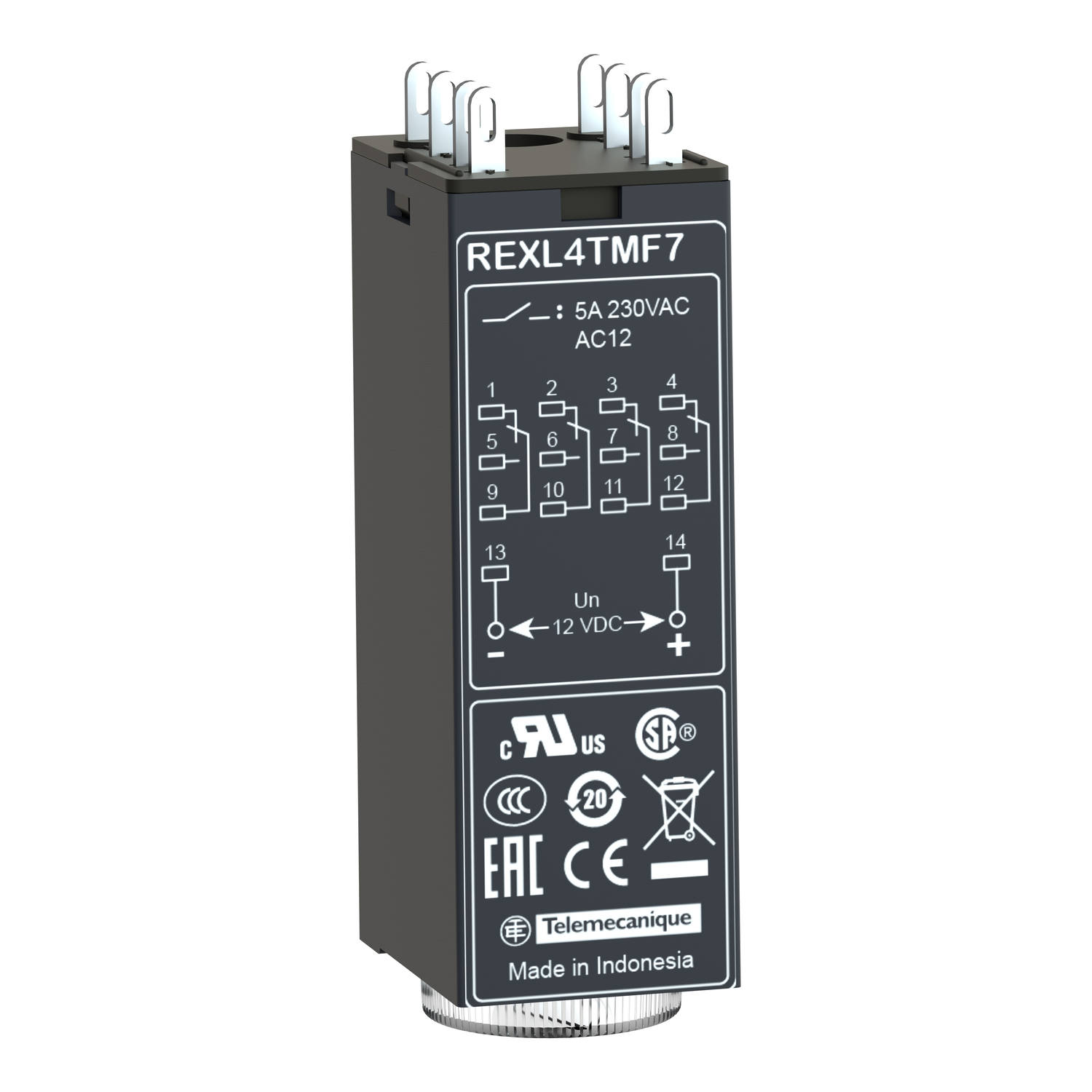 REXL4TMF7 - single function relay, Harmony Timer Relays, 5A, 4CO, 0.1s..100h, on delay, 120V AC