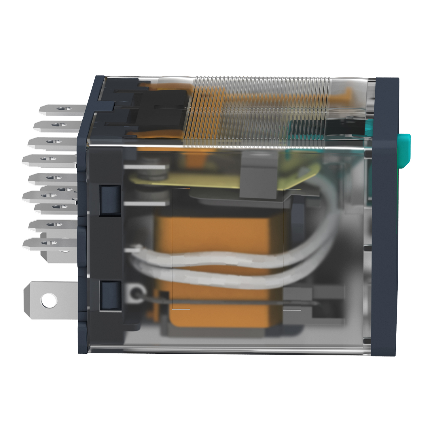 Schneider Electric RPM42BD - plug-in relay, Harmony electromechanical relays, 15A, 4CO, with LED, lockable test button, 24V DC