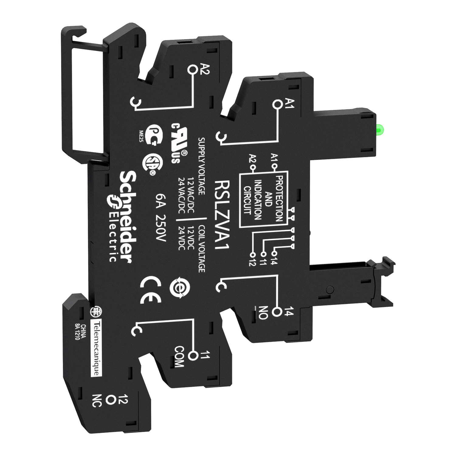 RSLZVA2 - socket equipped with LED and protection circuit, Harmony Electromechanical Relays, for RSL1 relays, srew connec to r, 48 to 60V AC DC
