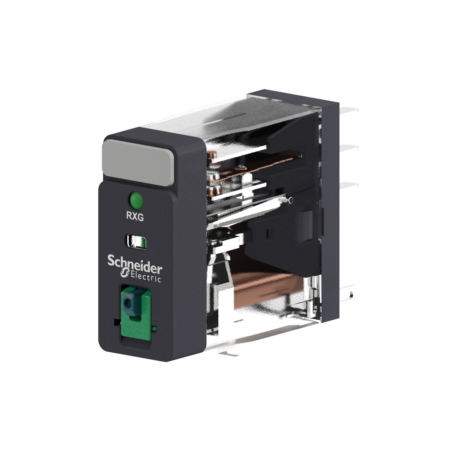 RXG22JD - interface plug in relay, Harmony Electromechanical Relays, 5A, 2CO, with LED, lockable test but to n, 12V DC