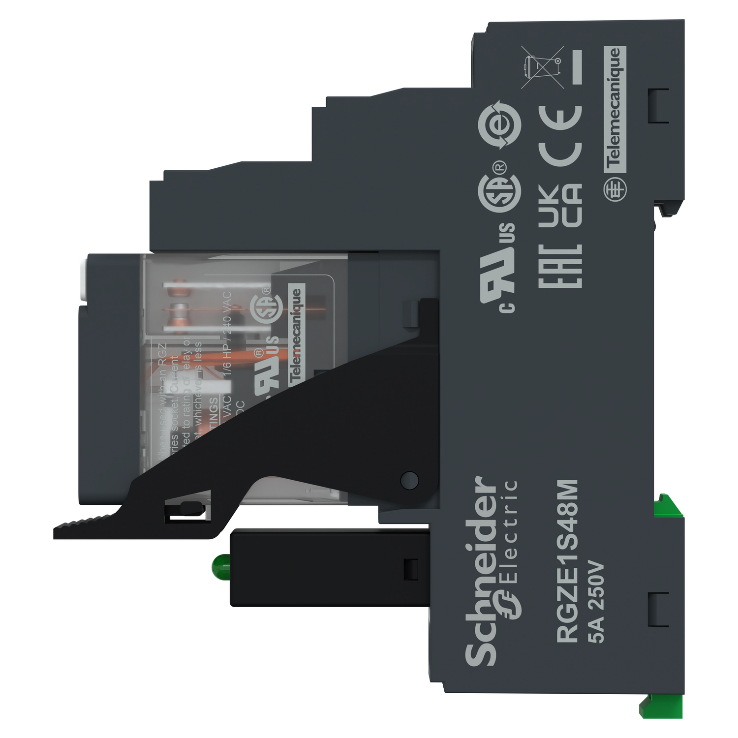 RXG23P7PV - interface plug in relay, Harmony Electromechanical Relays, 5A, 2CO, pre assembled, with LED, 230V AC