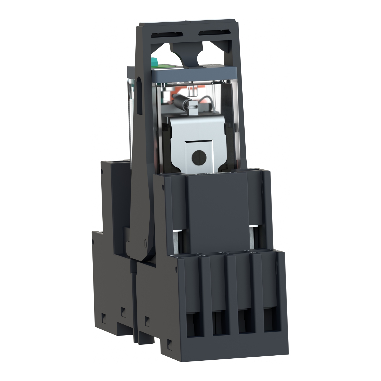 RXM4AB1P7PVM - miniature plug in relay pre assembled, Harmony Electromechanical Relays, 6A, 4CO, lockable test but to n, mixed terminals socket, 230V AC