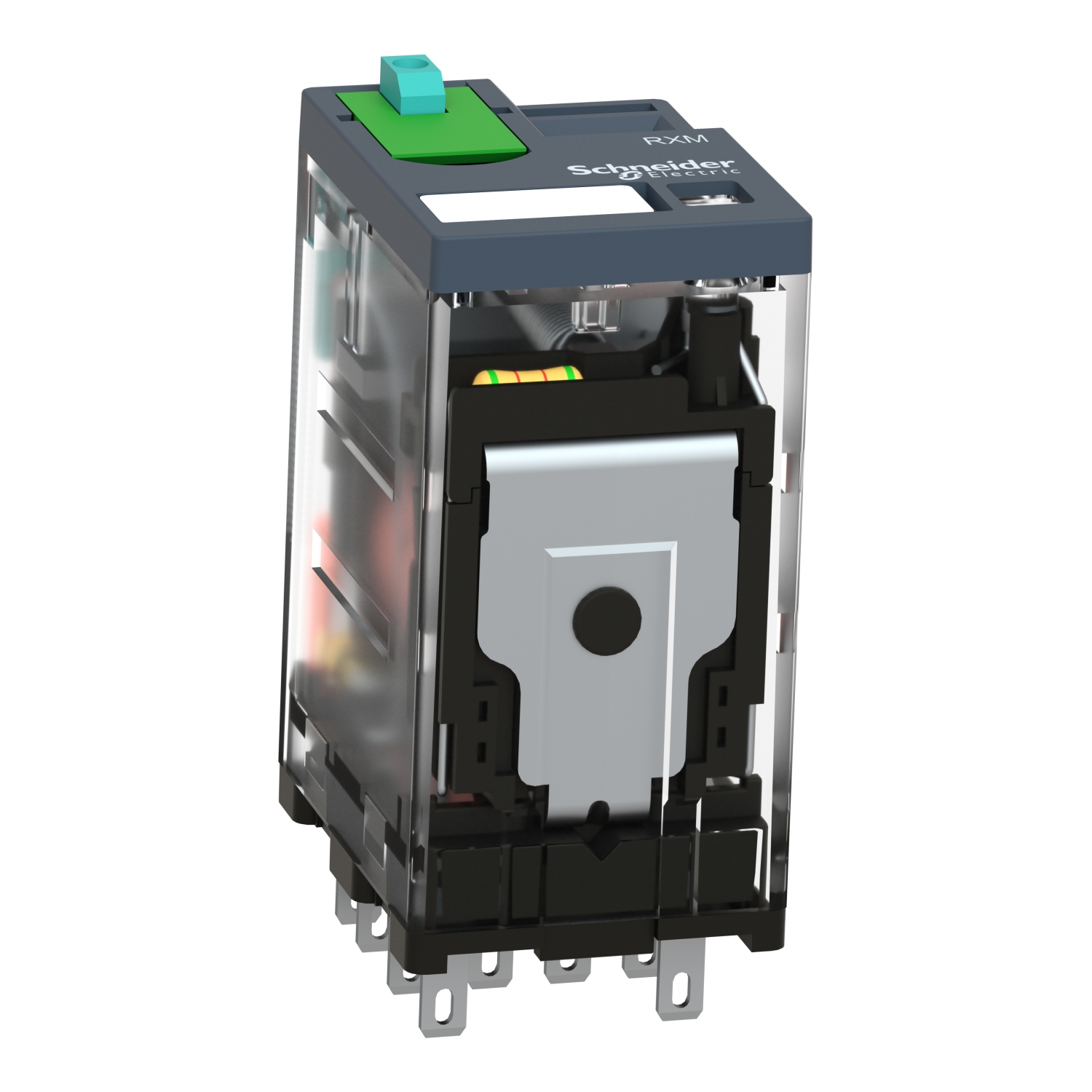 RXM4GB2BD - miniature plug in relay, Harmony Electromechanical Relays, 3A, 4CO, with LED, lockable test but to n, 24V DC