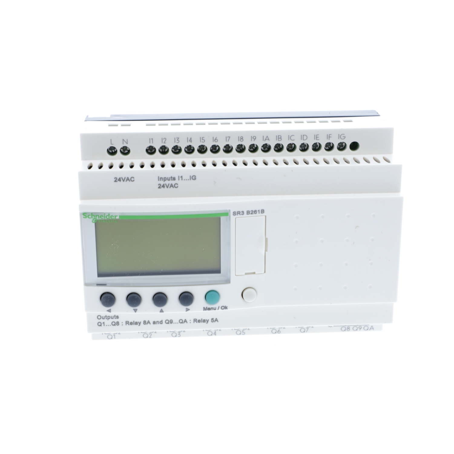 SR3B261B - modular smart relay, Zelio Logic SR2 SR3, 24 IO, 24V AC, clock, display