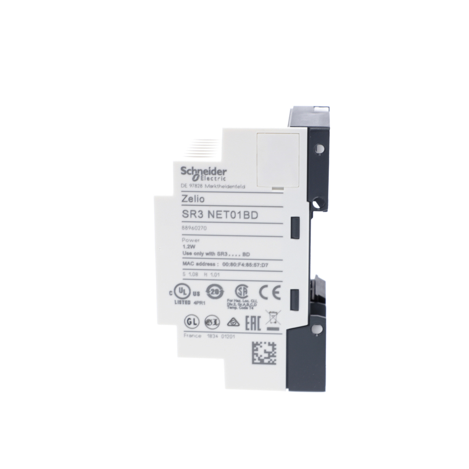 SR3NET01BD - communication interface, Zelio Logic SR2 SR3, Ethernet, for SR3 24V DC, smart relay