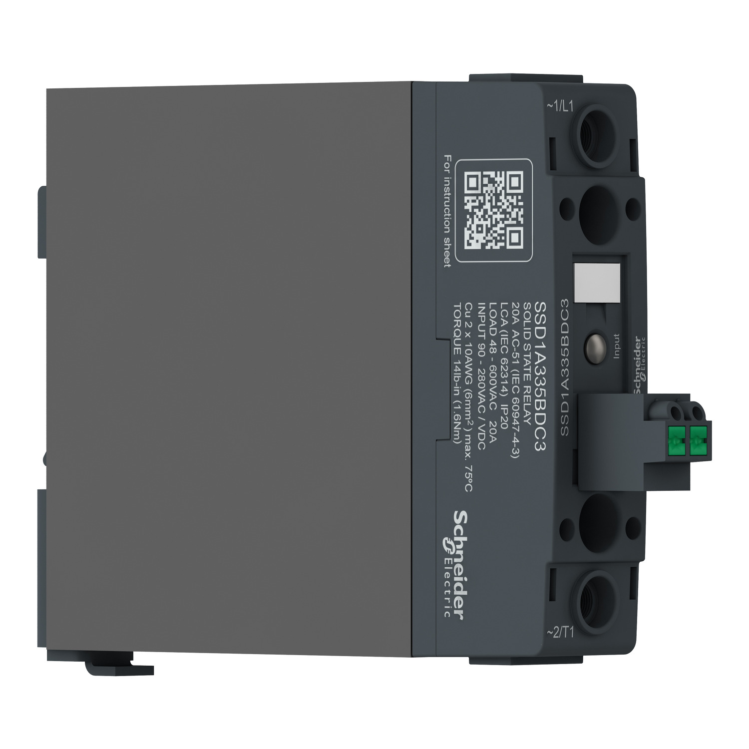 SSD1A320BDRC3 - single phase panel, Harmony Solid State Relays, 20A, DIN rail mount, random switching, input 4...32V DC,  output 48...600V AC