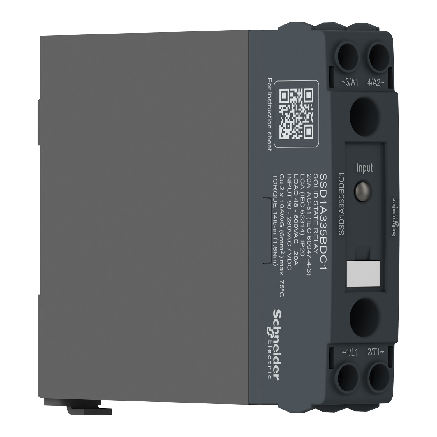 SSD1A335BDC1 - DIN rail mount relay,  Harmony Solid State Relays, 35A, zeroVoltage switching, input 4...32V DC, output 48...600V AC