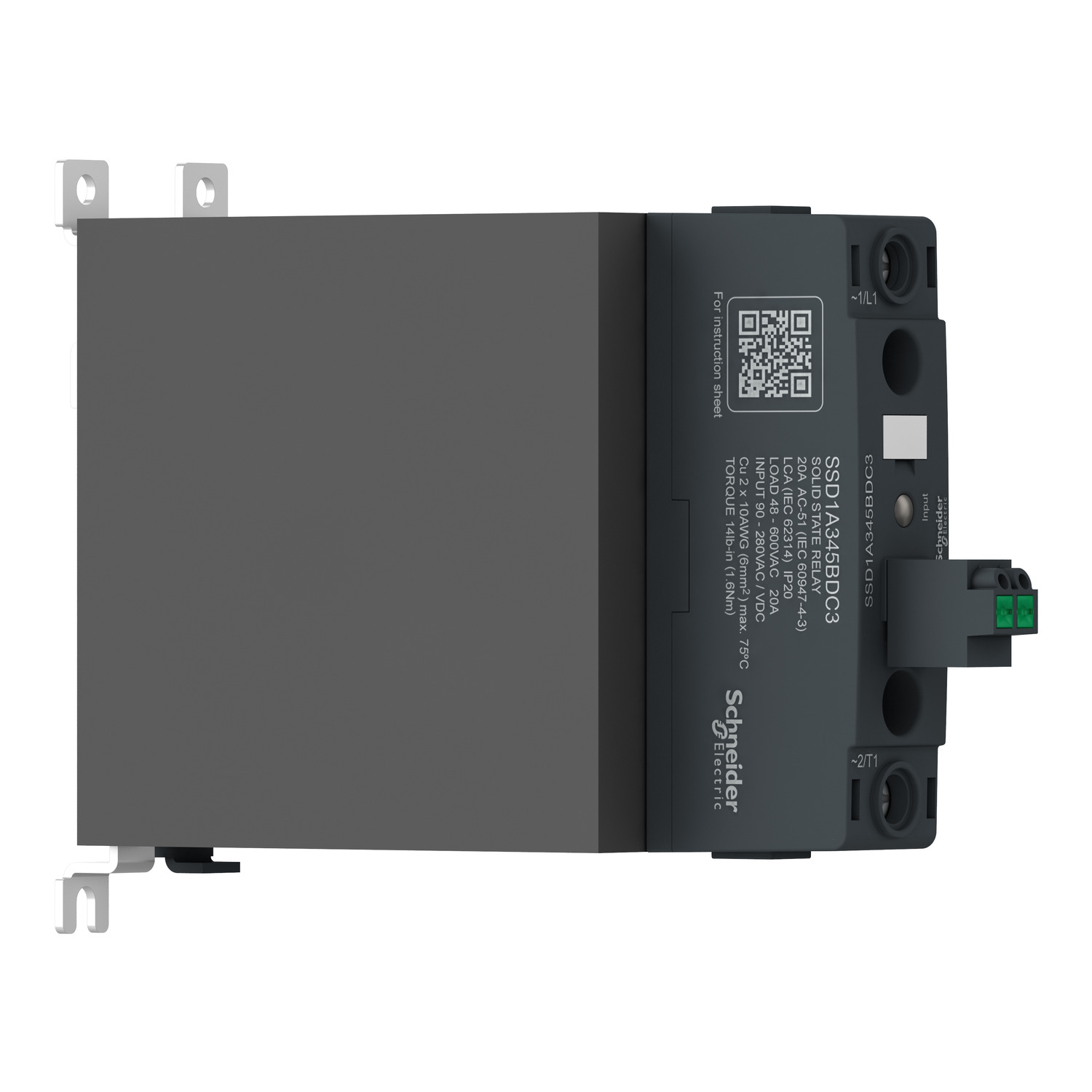 SSD1A345M7C3 - single phase panel, Harmony Solid State Relays, 45A, DIN rail mount, zero voltage switching, input 90…280 V AC DC,  output 48...600 V AC