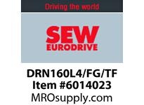 SEW-Eurodrive DRN160L4/FG/TF AC Motor with integrated encoder (FG) and thermistor thermal protection (TF). This DRN series motor features an IEC 160 L