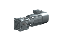 SEW-Eurodrive K57 DRN112M4/BE5HR/TF helical-bevel right angle gearmotor. DRN112M4 IE3 motor with BE5HR brake and TF thermistor thermal protection. Com