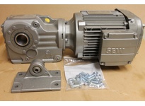 SEW-Eurodrive KAF37/R DRN80M4/BE1HR/TF/AK8W helical-bevel right angle gearmotor with brake. 1 HP (0.75 kW) DRN80M4 motor, 50 Hz, 30 mm hollow shaft. I