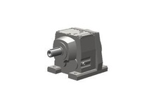 SEW-Eurodrive R57/A helical gear unit with 26.97:1 infinite duty ratio. Input speed 1750 RPM, output speed 65 RPM. Output shaft end measures 1.250" di