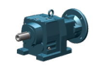 SEW-Eurodrive R77 AM213/215 helical inline gear unit with AM213/215 adapter for direct mounting of NEMA or IEC motors. Size 77 housing for medium-duty
