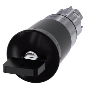 3SU1050-1HU10-0AA0 mushroom pushbutton, 22 mm, round, metal, shiny, black, 40 mm, with Siemens lock, C, lock number VL5