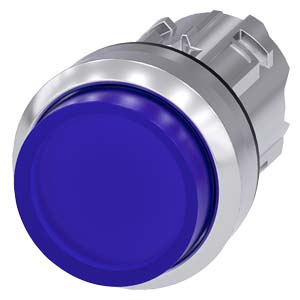 3SU1051-0BB50-0AA0 Illuminated pushbutton, 22 mm, round, metal, shiny, blue, pushbutton, raised, momentary contact type