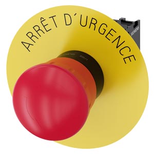 3SU1100-1HB20-1CJ0 EMERGENCY STOP mushroom pushbutton, 22 mm, round, plastic, red, 40 mm, positive latching, acc