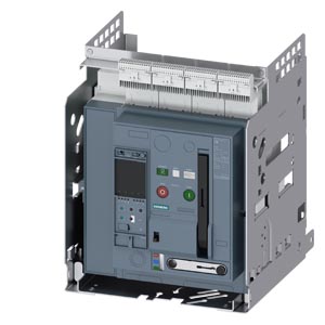 3WA1106-8.E47-.... Withdrawable circuit breaker with guide frame, IEC 60947-2, frame size 1, 4-poles, N-pole left, In=6