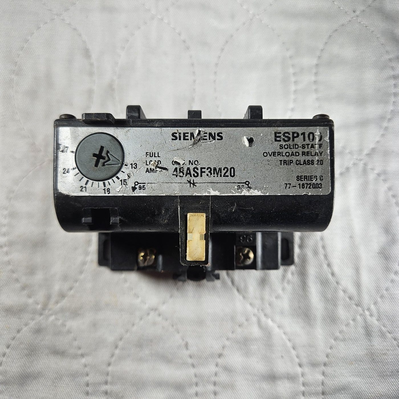 Siemens ESP100 Overload Relay 45ASF3M20 13-27A Trip 600VAC Used