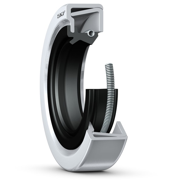 16121 Radial shaft seal with double metal case, single sealing lip and auxiliary contacting lip, for oil or grease