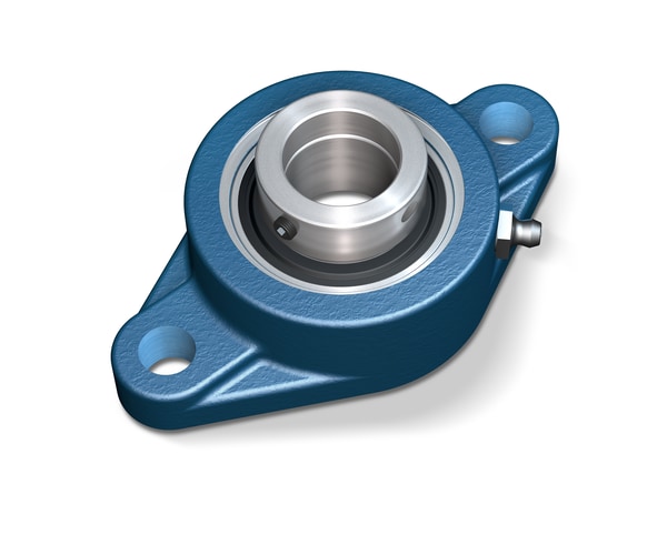 F2B 30M-FM Oval flange ball bearing unit with narrow inner ring and eccentric locking collar, cast iron housing, North American standards
