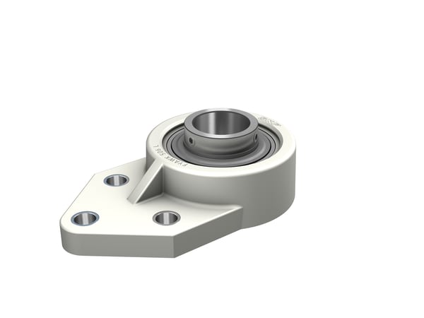 FYAWK 50 LTA Three-bolt bracket flanged ball bearing unit with set screw locking and extended inner ring, composite housing, Food Line
