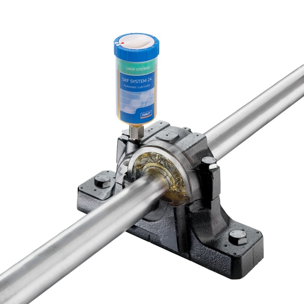 LAGD 125/EM2 SKF SYSTEM 24, gas driven single point automatic lubricator, 125 ml, filled with grease LGEM 2