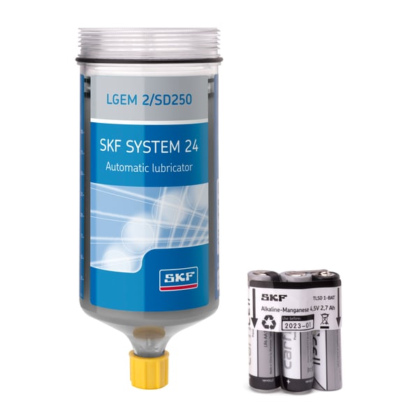 LGEM 2/SD250 Refill cartridge filled with grease LGEM 2, 125 ml, with battery, for TLSD /TLDD electro-mechanical single point lubricators