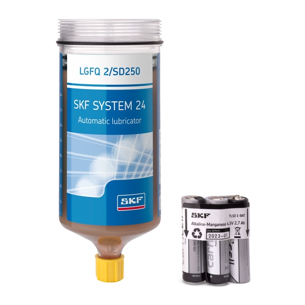 SKF LGFQ 2/SD250 Refill cartridge filled with grease LGFQ 2, 250 ml, with battery, for TLSD /TLDD electro-mechanical single point lubricators