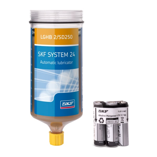SKF LGHB 2/SD250 Refill cartridge filled with grease LGHB 2, 250 ml, with battery, for TLSD /TLDD electro-mechanical single point lubricators