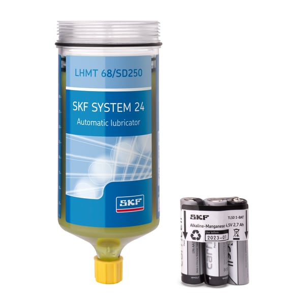SKF LHMT 68/SD250 Refill cartridge filled with oil LHMT 68, 125 ml, with battery, for TLSD /TLDD electro-mechanical single point lubricators