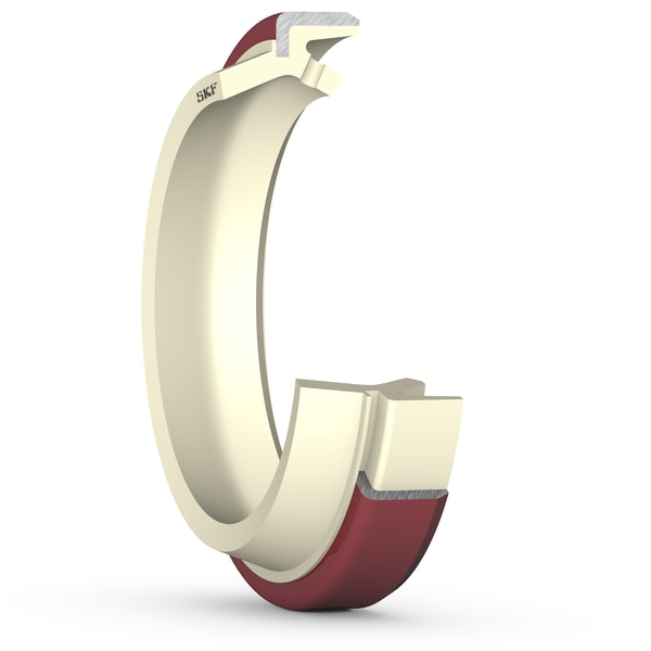 PADV 40X52X7X10 Polyurethane press-in wiper seal with double lips, a vent hole and a steel retaining ring