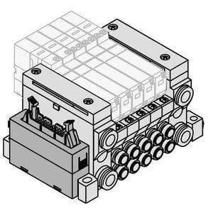SMC VV5Q11-J, 1000 Series, Base Mounted Manifold, Plug-in Type, Flat Ribbon Cable VV5Q11-07L3J